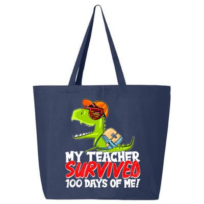 Funny My Teacher Survived 100 Days Of Me Trex Dinosaur 25L Jumbo Tote