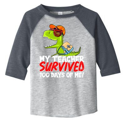Funny My Teacher Survived 100 Days Of Me Trex Dinosaur Toddler Fine Jersey T-Shirt