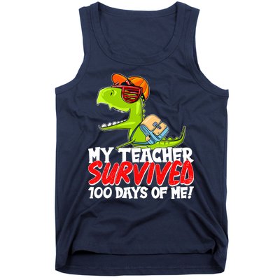Funny My Teacher Survived 100 Days Of Me Trex Dinosaur Tank Top