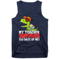 Funny My Teacher Survived 100 Days Of Me Trex Dinosaur Tank Top