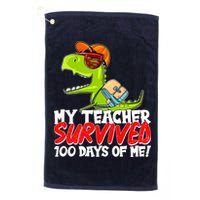 Funny My Teacher Survived 100 Days Of Me Trex Dinosaur Golf Towel