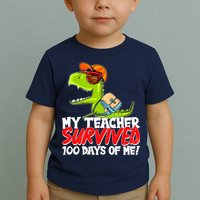 Funny My Teacher Survived 100 Days Of Me Trex Dinosaur Toddler T-Shirt