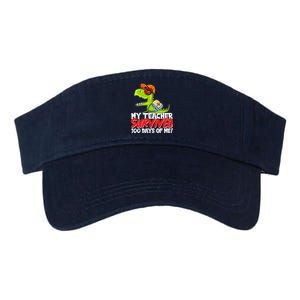 Funny My Teacher Survived 100 Days Of Me Trex Dinosaur Valucap Bio-Washed Visor