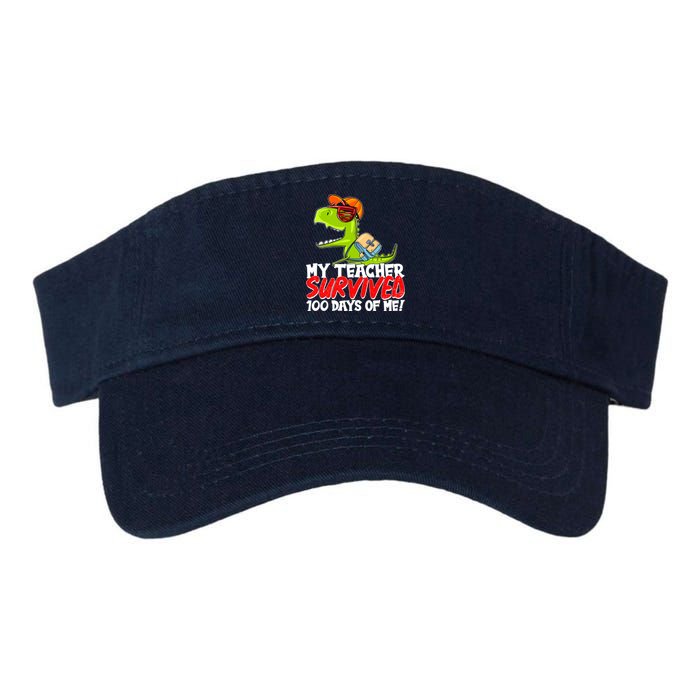 Funny My Teacher Survived 100 Days Of Me Trex Dinosaur Valucap Bio-Washed Visor