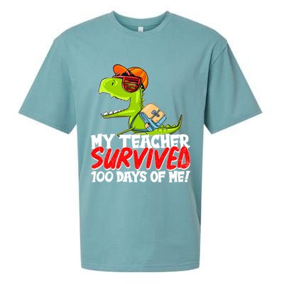 Funny My Teacher Survived 100 Days Of Me Trex Dinosaur Sueded Cloud Jersey T-Shirt
