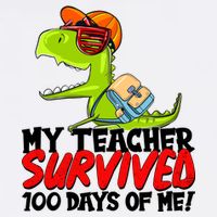 Funny My Teacher Survived 100 Days Of Me Trex Dinosaur Garment-Dyed Sweatshirt