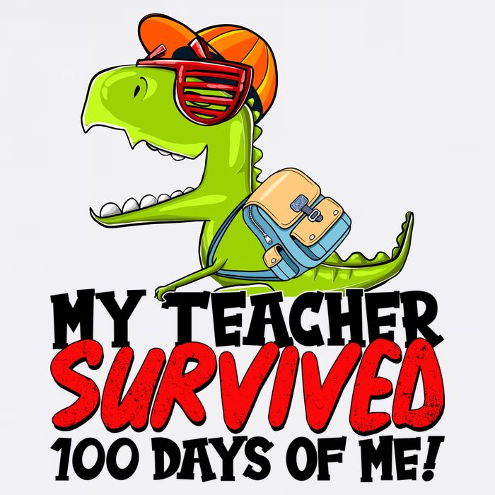 Funny My Teacher Survived 100 Days Of Me Trex Dinosaur Garment-Dyed Sweatshirt
