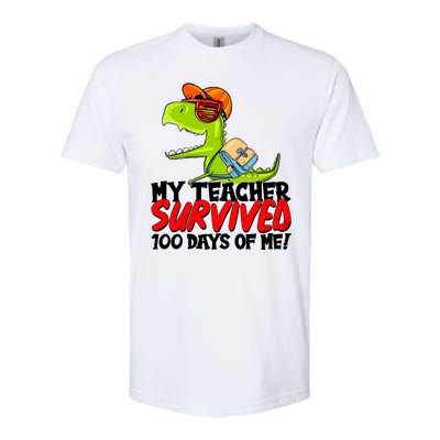 Funny My Teacher Survived 100 Days Of Me Trex Dinosaur Softstyle® CVC T-Shirt