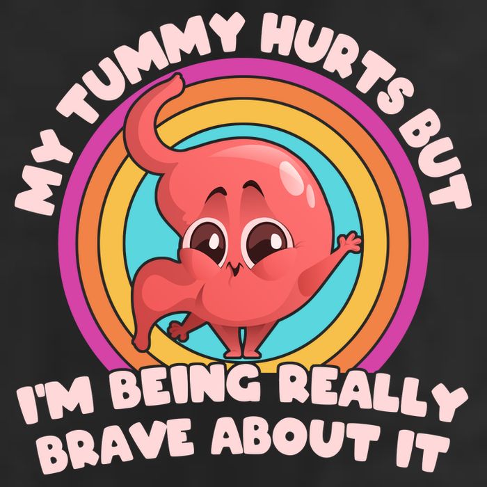 Funny My Tummy Hurts But IM Being Really Brave About It 7 Panel Mesh Trucker Snapback Hat