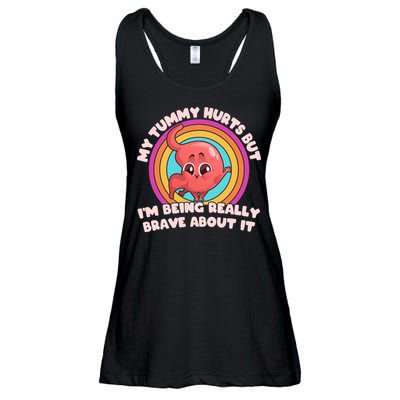 Funny My Tummy Hurts But IM Being Really Brave About It Ladies Essential Flowy Tank