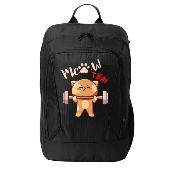 Funny Meow Thai Design For Thai Weightlifting Sport Lovers City Backpack