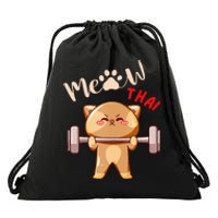 Funny Meow Thai Design For Thai Weightlifting Sport Lovers Drawstring Bag