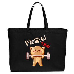 Funny Meow Thai Design For Thai Weightlifting Sport Lovers Cotton Canvas Jumbo Tote