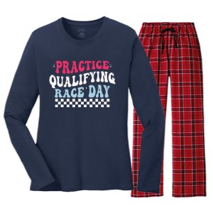 Funny Monday Tuesday Thursday Practice Qualifying Race Day Women's Long Sleeve Flannel Pajama Set 