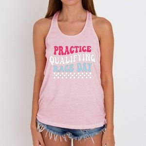 Funny Monday Tuesday Thursday Practice Qualifying Race Day Women's Knotted Racerback Tank