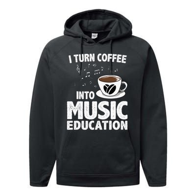 Funny Music Teacher Art For Women Men Musician Coffee Lover Performance Fleece Hoodie