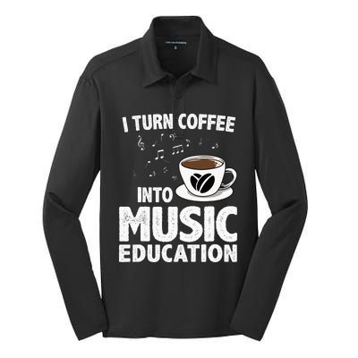 Funny Music Teacher Art For Women Men Musician Coffee Lover Silk Touch Performance Long Sleeve Polo