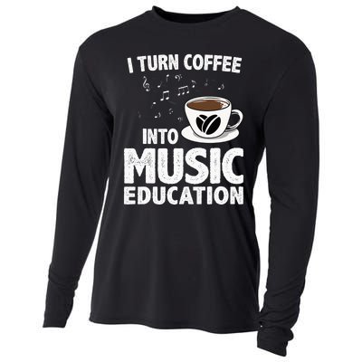 Funny Music Teacher Art For Women Men Musician Coffee Lover Cooling Performance Long Sleeve Crew