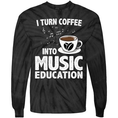 Funny Music Teacher Art For Women Men Musician Coffee Lover Tie-Dye Long Sleeve Shirt