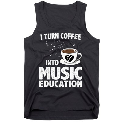 Funny Music Teacher Art For Women Men Musician Coffee Lover Tank Top