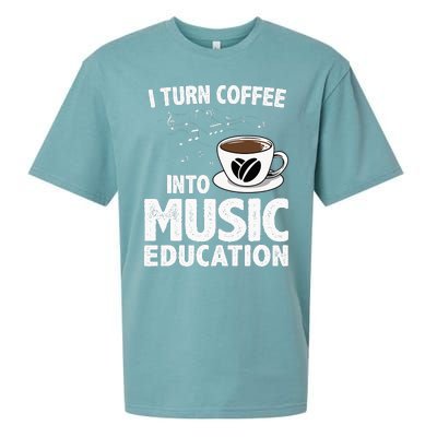 Funny Music Teacher Art For Women Men Musician Coffee Lover Sueded Cloud Jersey T-Shirt