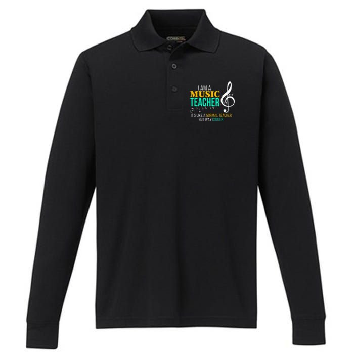 Funny Music Teacher Music Teacher Cool Teacher Gifts Performance Long Sleeve Polo