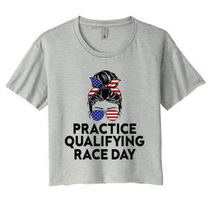 Funny Monday Tuesday Thursday Practice Qualifying Race Day (4) Women's Crop Top Tee