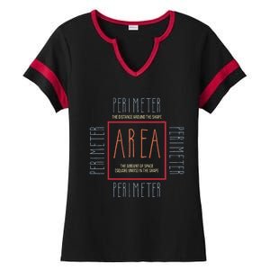 Funny Math Teacher Area Perimeter Cool Math Math Teacher Ladies Halftime Notch Neck Tee