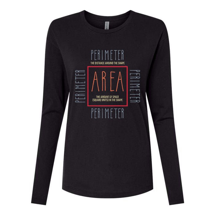 Funny Math Teacher Area Perimeter Cool Math Math Teacher Womens Cotton Relaxed Long Sleeve T-Shirt