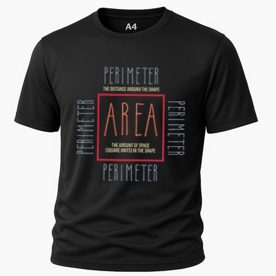 Funny Math Teacher Area Perimeter Cool Math Math Teacher Cooling Performance Crew T-Shirt