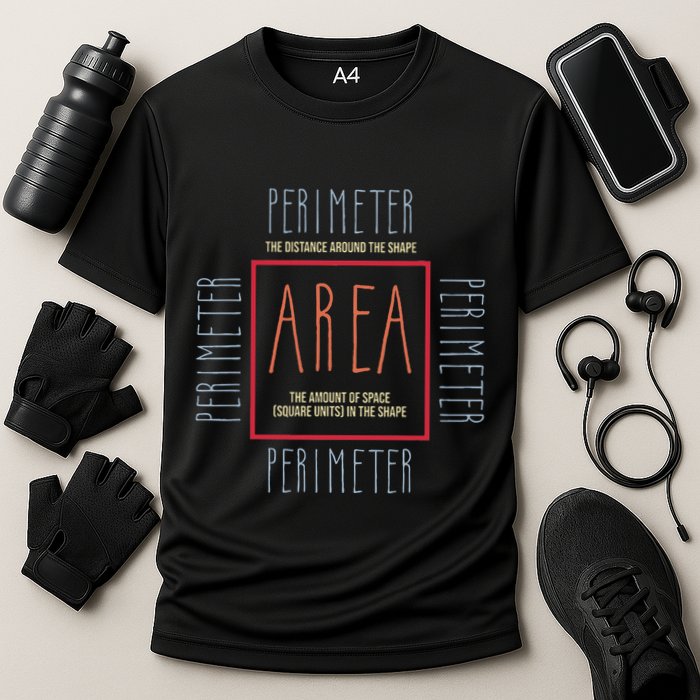 Funny Math Teacher Area Perimeter Cool Math Math Teacher Cooling Performance Crew T-Shirt