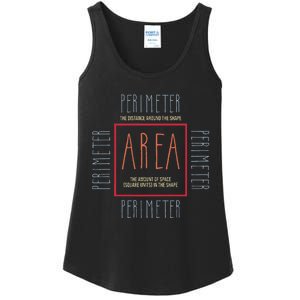 Funny Math Teacher Area Perimeter Cool Math Math Teacher Ladies Essential Tank