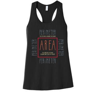 Funny Math Teacher Area Perimeter Cool Math Math Teacher Women's Racerback Tank