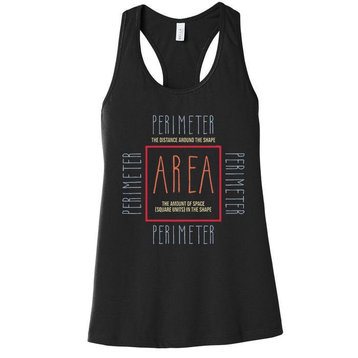 Funny Math Teacher Area Perimeter Cool Math Math Teacher Women's Racerback Tank