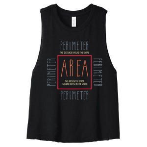 Funny Math Teacher Area Perimeter Cool Math Math Teacher Women's Racerback Cropped Tank