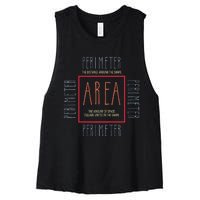 Funny Math Teacher Area Perimeter Cool Math Math Teacher Women's Racerback Cropped Tank