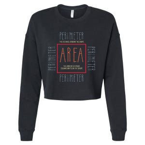 Funny Math Teacher Area Perimeter Cool Math Math Teacher Cropped Pullover Crew