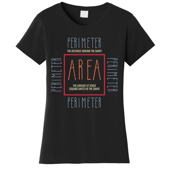 Funny Math Teacher Area Perimeter Cool Math Math Teacher Women's T-Shirt