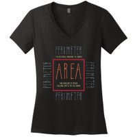 Funny Math Teacher Area Perimeter Cool Math Math Teacher Women's V-Neck T-Shirt