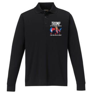 Flag Map Trump Better Coverage Than 5g Can You Hear Us Now Performance Long Sleeve Polo