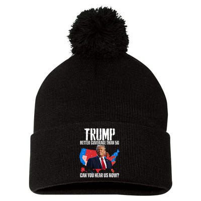 Flag Map Trump Better Coverage Than 5g Can You Hear Us Now Pom Pom 12in Knit Beanie