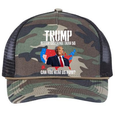 Flag Map Trump Better Coverage Than 5g Can You Hear Us Now Retro Rope Trucker Hat Cap