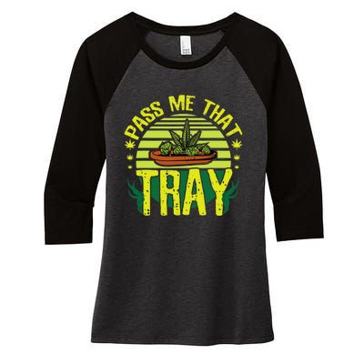 Funny Marijuana Tray Blunt Joint Leaf Weed Women's Tri-Blend 3/4-Sleeve Raglan Shirt