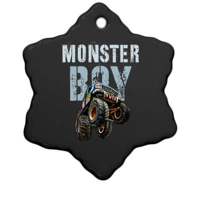 Funny Monster Truck Birthday Matching Mom Dad Theme Gift Ceramic Star Ornament