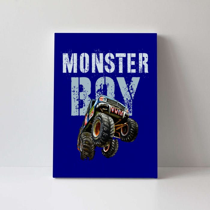 Funny Monster Truck Birthday Matching Mom Dad Theme Gift Canvas