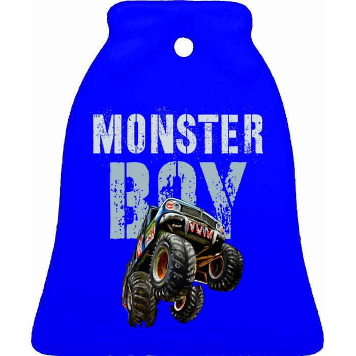 Funny Monster Truck Birthday Matching Mom Dad Theme Gift Ceramic Bell Ornament