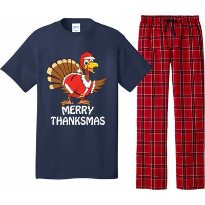 Funny Merry Thanksmas Happy Thanksgiving Merry Christmas Pajama Set