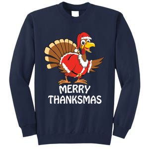 Funny Merry Thanksmas Happy Thanksgiving Merry Christmas Tall Sweatshirt