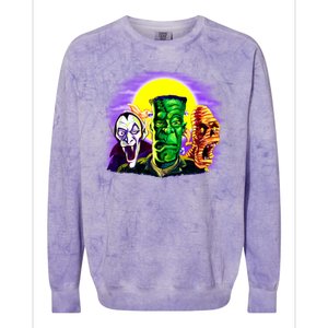 Frankenstein Mummy Three Monsters Colorblast Crewneck Sweatshirt