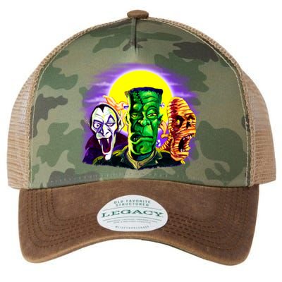 Frankenstein Mummy Three Monsters Legacy Tie Dye Trucker Hat